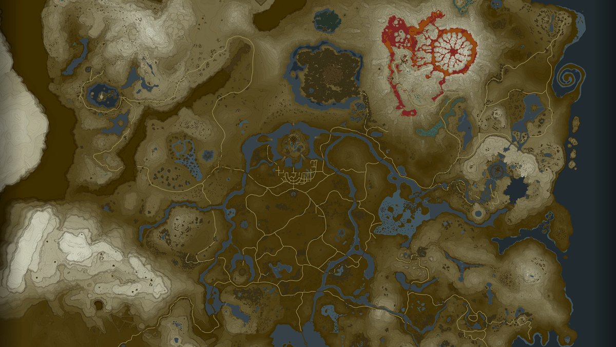 Map of Hyrule from Tears of the Kingdom as shown in TotK Atlas
